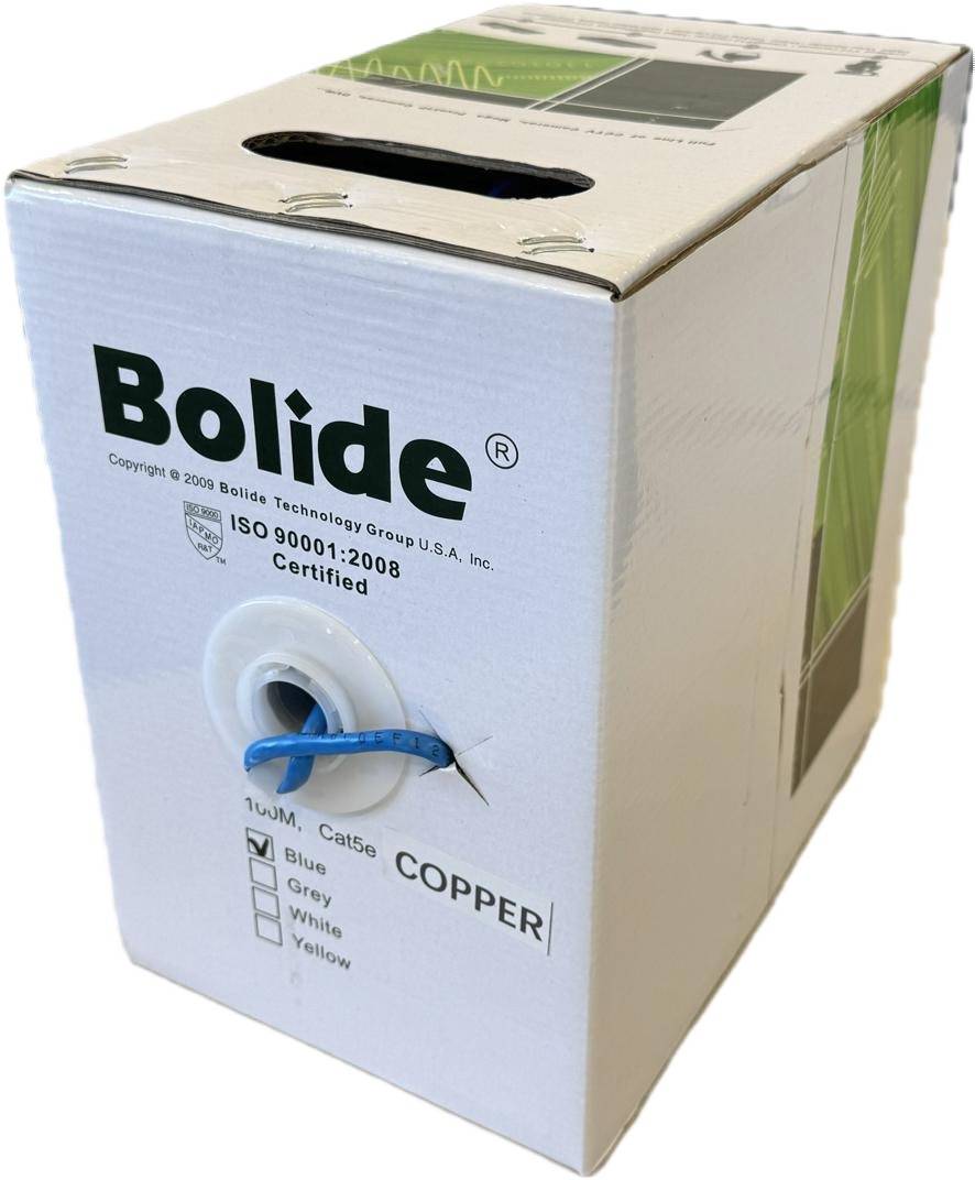 Cable de red UTP Bolide Categoría 5E BP0033/CAT5E/CMX-100 - bobina de 100 mts, calibre 23AWG, 100 cobre, 350Mhz, cubierta de PVC color Azul. Cable de red UTP Bolide Categoría 5E BP0033/CAT5E/CMX-100 - bobina de 100 mts, calibre 23AWG, 100 cobre, 350Mhz, cubierta de PVC color Azul.